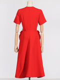 Dadizhimu Wind V-Neck Waist-Skinny Dress 2025 New Niche Design Sense Splicing Three-Dimensional Flower Dress Woman