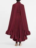 Dadizhimu Luxury Cape Dress 2025 New Sexy Fashion V-Necked Leaf-Side Temperament Dress Dress Dress