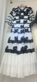 Dadizhimu 2024 New Short Sleeves Vintage Printed Yarn Ear Printed Dress Dress Dress