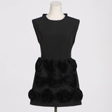 Dadizhimu Small Fragrant Wind To Close The Waist Thin Sleeveless Round Skirt 2025 New Splicing Flower Design Short Dress