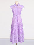 Dadizhimu Temperament High-End Long Dress 2025 Spring New Collar Perspective Hollow Design Slim Dress Woman