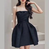 Dadizhimu People Party Banquet Black Small Dress Dress Femininity Thin Belt Sling Dress New