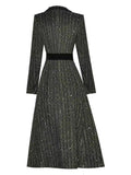 Dadizhimu Winter Women's Temperament Suit Collar High Waist Thin Double Buckle Buckle Coarse Flowers Coat