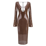 Dadizhimu Fashion Squint V-Neck-Lown Dress Dress Dress Medium Long