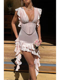 Dadizhimu Deep V Irregular Fish Bone Bag Ass Skirt Tight Pure Desire To Design French Dress With A High Sense Of The Top Of The Fassy