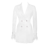 Dadizhimu New Orange Suit Collar Double Row Drill Buckle Back Hollow Cuff Feather Repair Suit Dress