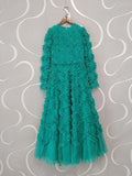 Dadizhimu French High-End Sweet Temperament Tea Break Dress With Thin Waist Thin Lace Wood Ear Dress Green