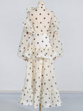 Dadizhimu Show Wave Dot Suit Women's Tide 2025 New Scarf With Lotus Leaf Shirt Top + Long Skirt