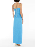 Dadizhimu Style Dress 2025 New Temperament Pure Color Folding Open Fork Design Sexy Long Dress