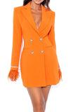 Dadizhimu New Orange Suit Collar Double Row Drill Buckle Back Hollow Cuff Feather Repair Suit Dress