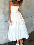 Dadizhimu New Women's Sexy Bodysuit Slings Mid-Length Skirt Fashion High-End White Dress Summer Pure Lust