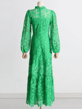 Dadizhimu 2025 New Tea Break French Dress Standing Collar Hollow Design Feel Waist Thin Fashion Temperament Dress
