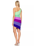 Dadizhimu Rainbow Sugar Spice Girls Knitted Dress Sexy Thin Shoulder Vest Dress With Bandage Bagged