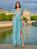 Dadizhimu Temperament Dress 2025 New V-Necked Folding Lotus Leaves Side Waist High-End Thin Dress Women's Summer