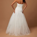 Dadizhimu White Sexy Decorative Diamond Mesh Spong Pont High-End Women's Breast-Wear Dress Dress