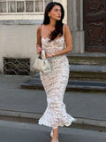 Dadizhimu Lace Temperament Sling Dress Sexy Bare Fork Elegant Dress High Sense