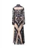 Dadizhimu Early Spring New Round Neck Lantern Sleeve Retro Black Print Waist 100 Folded Dress Dress Dress French