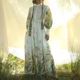 Dadizhimu Idyllic Dress 2025 Spring New Straight Lantern Sleeve Print Straps Slimmed Dress Woman