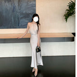 Dadizhimu Temperament Famous Wind Hanging Neck Dress Women Sleeveless Waist Thin Banquet Dress Dress Dress New