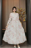 Dadizhimu French High-End Sweet Temperament Tea Break Dress With Thin Waist Thin Lace Wood Ear Dress Green