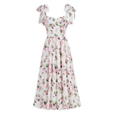 Dadizhimu Fashion Sexy Print Sling Skirt Crumm Flower Back Strap Women's High-End Swing Dress