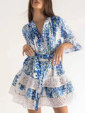 Dadizhimu Temperament Seaside Resort Style Collar Skirt 2025 New Design Printing Collar Collar Dress Woman