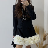 Dadizhimu Fragrant High-End Suit Dress 2025 Summer New Splicing Three-Dimensional Flower Design Short Dress Dress Woman