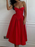 Dadizhimu Red Corset Dress Girl Summer Sweet Hottie Dress High-End Feel Long Dress Women's Dress
