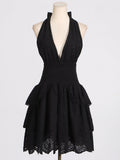 Dadizhimu Babes Dress 2025 Spring New Fashion Deep V-Neck Sleeveless Hanging Neck High Waist Thin Dress Woman