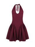 Dadizhimu Deep V Hanging Neck Bare Back Black Little Dress Hottie Dress Sweet Spicy Pony Small Dress Women's Dress