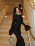 Dadizhimu Heavy Industry Drill Long Sleeve Heavy Industry Bandage Dress Autumn Winter Banquet Party Party Dress