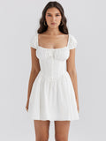 Dadizhimu Sweet And Spicy Women's Dress Dress Fish Bone Repair Hottie Small Dress Soaked Sleeve Square Dress Dress Women's Dress
