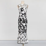 Dadizhimu Temperament Flower Collage Design Long Dress Women's Summer 2025 New Three-Dimensional Flowers Waist Display Thin Waist Dress