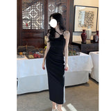 Dadizhimu Temperament Minimalist Flowers Hanging Dress Women's New Design Sense Slimmed Bean Skirt Bag Long Skirt