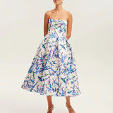 Dadizhimu Fashion Rope Dress 2025 Spring New High-End Smeared Thumped Flower Dress Dress Woman Trend