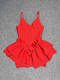 Dadizhimu Dress Slings Deep V Lotus Side Short Bag Hip Model Walking Show Auto Show Party Dress Dress Dress