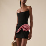 Dadizhimu Fashion Sexy Dress Body Quality Design Solid Color Flowers Sleeveless Bra Skirt Women