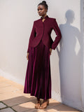 Dadizhimu Elegant High-End Set 2025 New Embroidered Collar Single Buckle Top + 100 Folds High Waist Half-Body Skirt