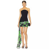 Dadizhimu Bra Sleeveless Fashion Sexy Irregular Back Knitted Bandage Bag Hip Skirt Bumpy Ribbon Skirt