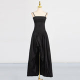 Dadizhimu Temperament Premium Dress 2025 New Waist-Skinny Fashion Sexy Bosom Design Solid Color Long Dress