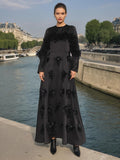 Dadizhimu Elegant Dress 2025 Spring New Splicing Feather Flower Temperament Slim Slim Dress Dress Woman