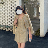 Dadizhimu Small Fragrant Fashion Temperament French Long-Sleeved Coat Vest Dress Dress Half Dress Small Fragrant Suit Woman