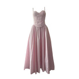 Dadizhimu Suspension Dress 2025 New Corset Thin Breastless Sleeveless Temperament In The Color Of The Long Dress Woman