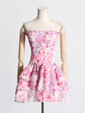 Dadizhimu Holiday Wind And Folding Skirt 2025 Spring New Printing Chest Bare Back To Thin Dress Woman Trend
