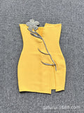 Dadizhimu Light Luxury Heavy Industry Deep V Brush With Bra Banding Dress Sexy Fork And Shoulderless Skirt