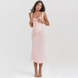Dadizhimu Wears Hottie Sling Pink Dress Female Feeld Back To The Long Dress Dress Of The Fish Tail