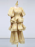 Dadizhimu Female Summer High Sense 2025 New Fashion Style Multi-Layer Lotus Leaf Side Temperament Long Dress Dress Woman
