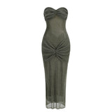 Dadizhimu Pure Lust Sexy Bosom Long Dress Body Slightly Through The Folding Niche Dress Dress Dress Long