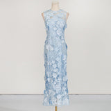 Dadizhimu Temperament Flower Collage Design Long Dress Women's Summer 2025 New Three-Dimensional Flowers Waist Display Thin Waist Dress