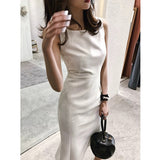 Dadizhimu Summer New Korean Version Slimming Bag-Butt Dress Party Elegant White Dress Dress Girl